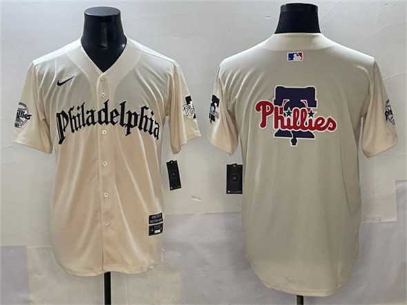 Men%27s Philadelphia Phillies Team Big Logo Cream Gothic Vapor Limited Stitched Jersey->pittsburgh pirates->MLB Jersey